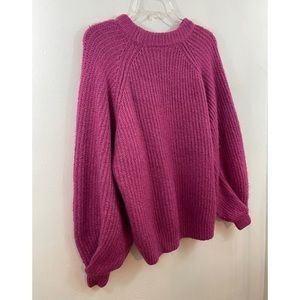 Pink Sweater Oversized Thick Knit Bell Sleeve Crewneck Size: S